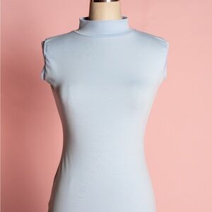 Heart of Haute Light Blue Sleeveless Mock-Neck Tank mod 60s preppy XL